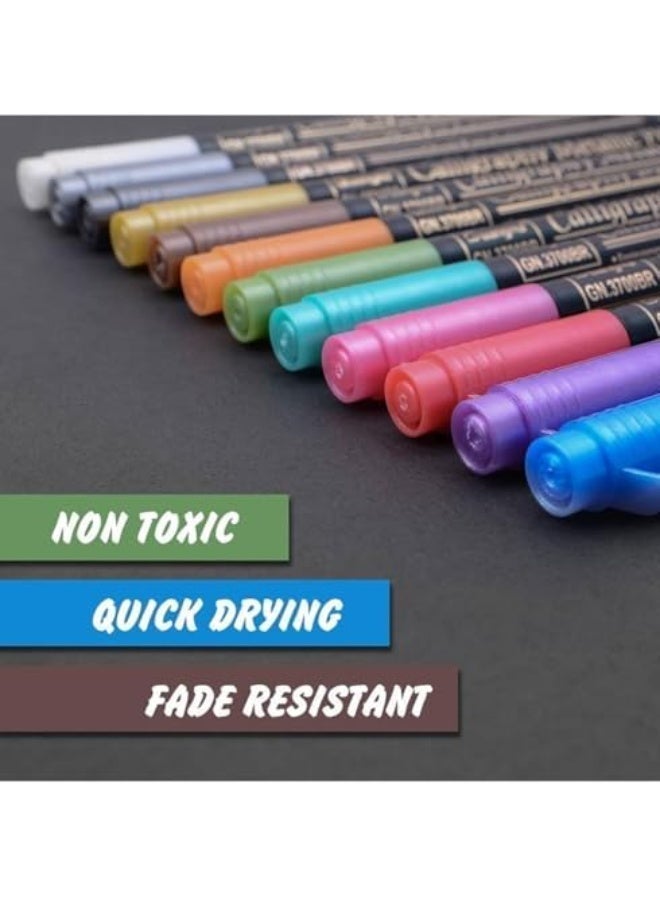 Queens Metallic Calligraphy Pens Set, 12 Colors, Paint Markers for Art and Crafts - Image 1